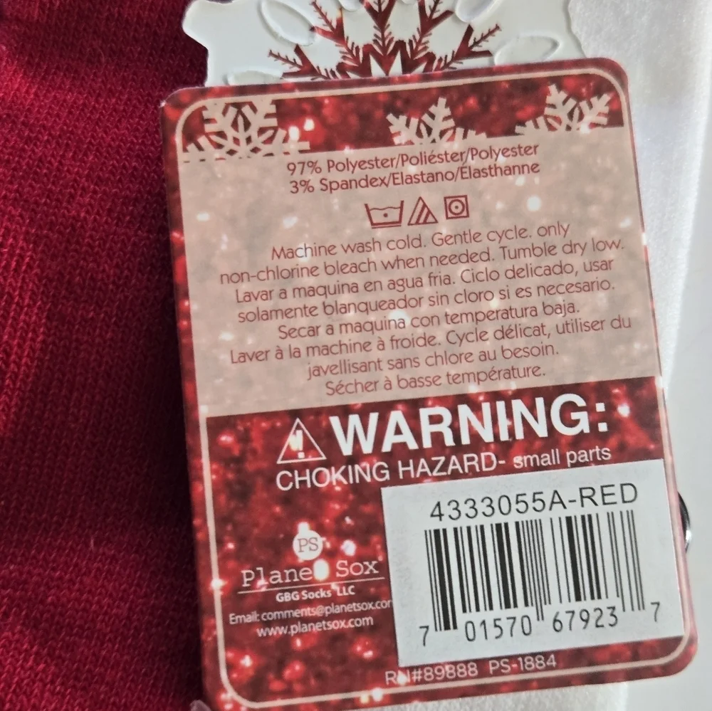 Planet Sox Santa clause Novelty New NWT Sock sz 9-11 Shoe Sz 4-10 Red White